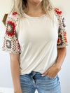 Crochet Sleeve Short Sleeve Top (Multiple Colors) (Pink Label)