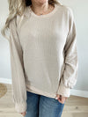 Watch Me Long Sleeve Knit Top in Taupe