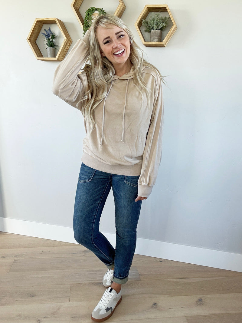 The Half of It Oversized Hoodie in Taupe