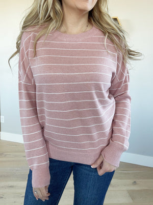 Strike a Pose Striped Sweater in Blush