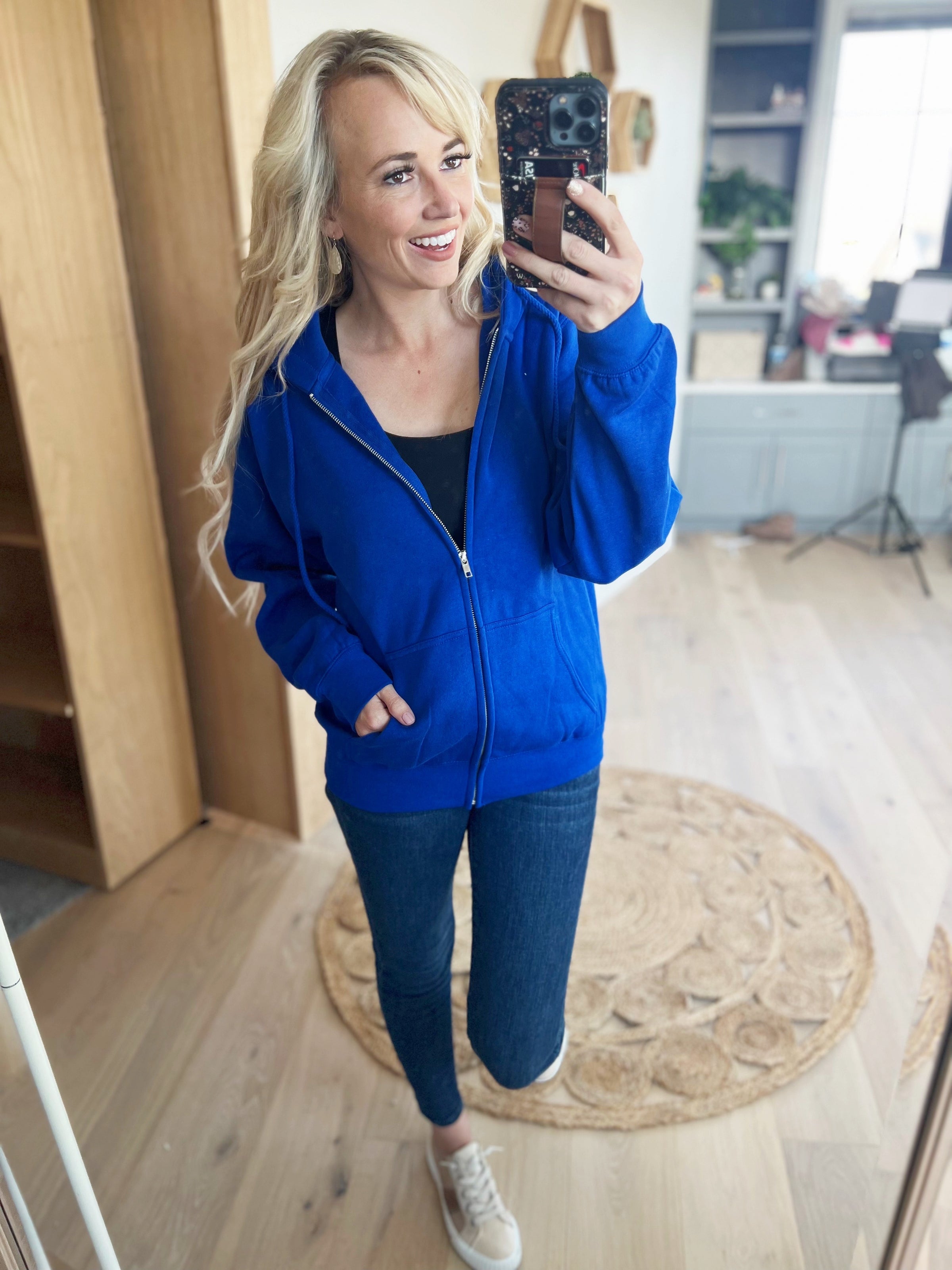 Girlfriend Runaway Full Zip Hoodie in Royal Blue