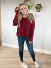 In The End Extended Shoulder Sweater in Rosewood