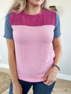 Heartache Color Block Short Sleeve in Pink