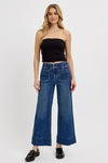 Risen Elastic Band Wide Leg Jeans