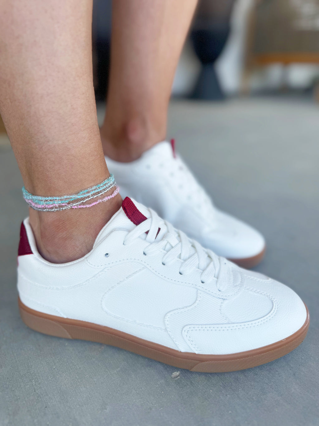 Blowfish Tastic Sneakers in White and Red Twill