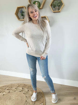 Speak Up Cashmere Crew-Like Sweater in Oatmeal