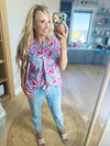 Envy Floral Wrinkle Free Top in Magenta Multi