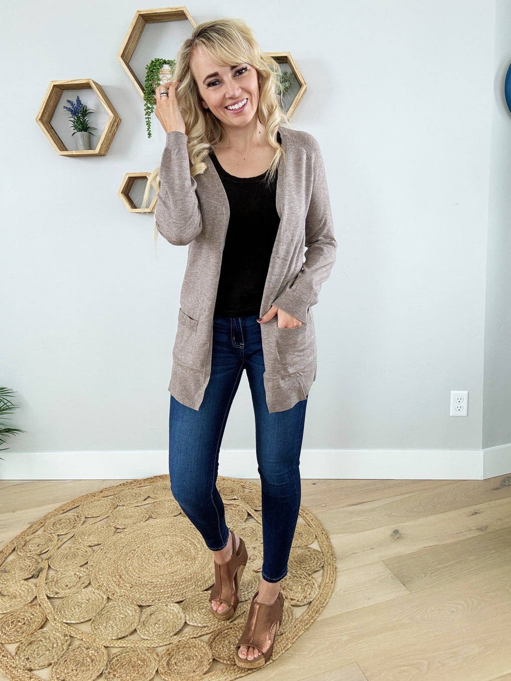 Connections Cardigan in Heather Taupe