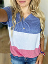 Parade Party Color Block Top in Red White & Blue