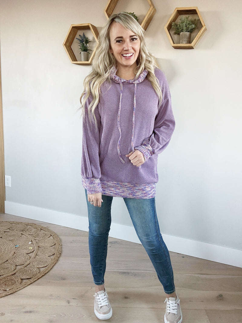 Hometown Pride Long Sleeve Knit Hoodie in Purple