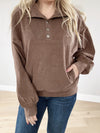 Stand Up Brushed Long Sleeve Top in Brown