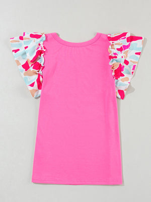 Hear Me Roar Ruffle Sleeve V-Neck Top (Pink Label)