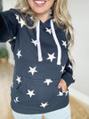 Justice Fleece All-Over Star Print Hoodie in Navy