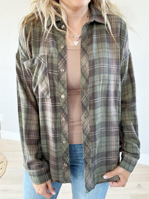 Leap Flannel in Khaki