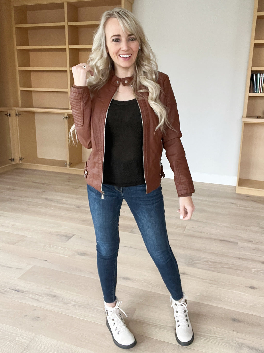 So Chic Faux Leather Biker Jacket (SALE)