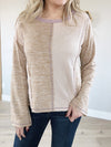 Come Back Mixed Fabric Long Sleeve in Mixed Taupe