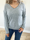 Energy V-Neck Pullover Sweater in Heather Gray