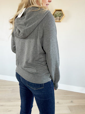 Bitter Sweet Modal Quarter Zip Hoodie in Heather Charcoal