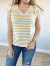 Neighborly V-Neck Striped Top in Yellow