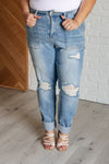 Judy Blue High Rise Patch Pocket Distressed Boyfriend Jeans