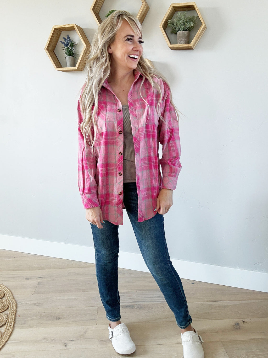 Fireside Flannel Plaid Top (Multiple Colors) (Pink Label)