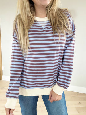 Congratulations Striped Long Sleeve in Blue