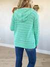 Made You Look Crochet Hoodie Cardigan in Mint