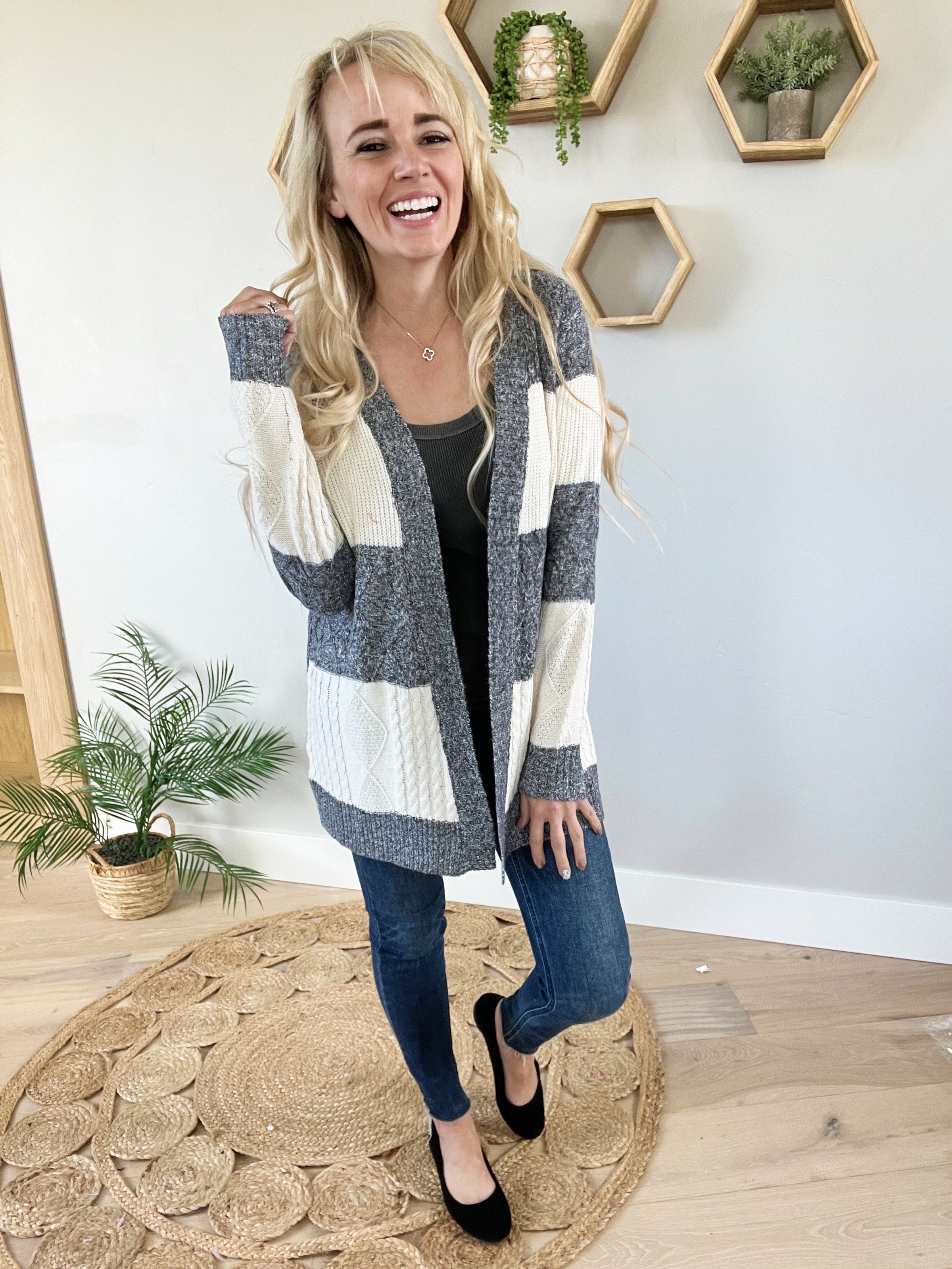 Ivory on sale cardigan outfit