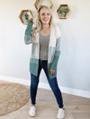 Time Well Spent Color Block Cardigan in Kale