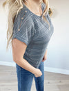 Motivated Cut Out Striped Top in Charcoal