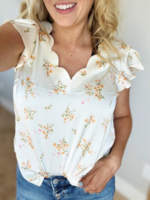 Wild Predictions Floral V-Neck Blouse in Ivory Multi