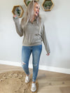 Chorus Line Herringbone Textured Pullover Top in Olive