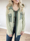 Get Up And Get Going Oversized Ribbed Shacket In Olive