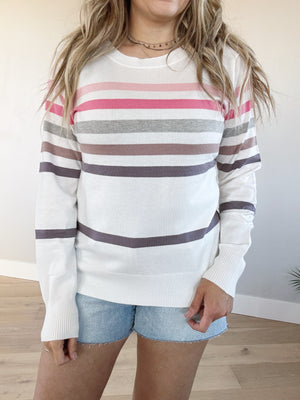 Blue Moon Multi-Striped Sweater in Pink and Purple