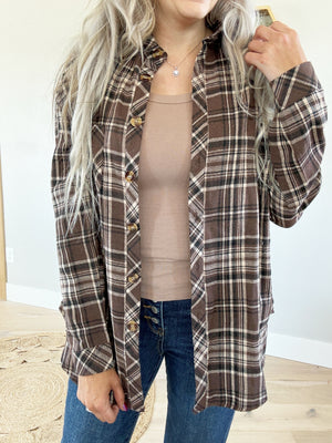 To The Bonfire Flannel Plaid Top (Multiple Colors) (Pink Label)