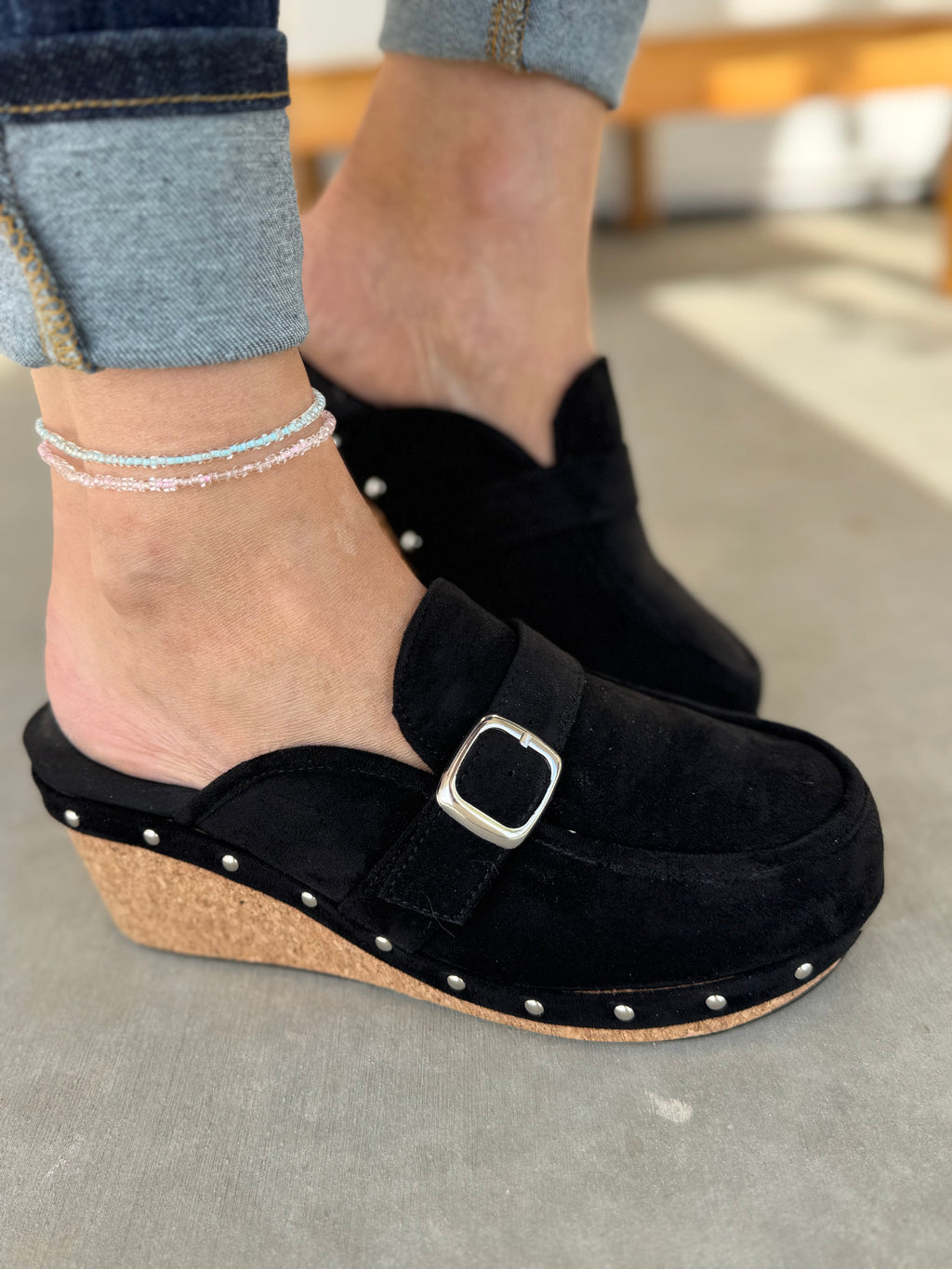 Corky's Just Precious Wedge Slip-On's in Black Faux Suede