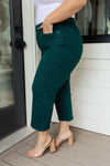 Judy Blue Tummy Control Wide Leg Crop Jeans in Teal