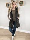 No Lies Wide Quilted Vest in Black