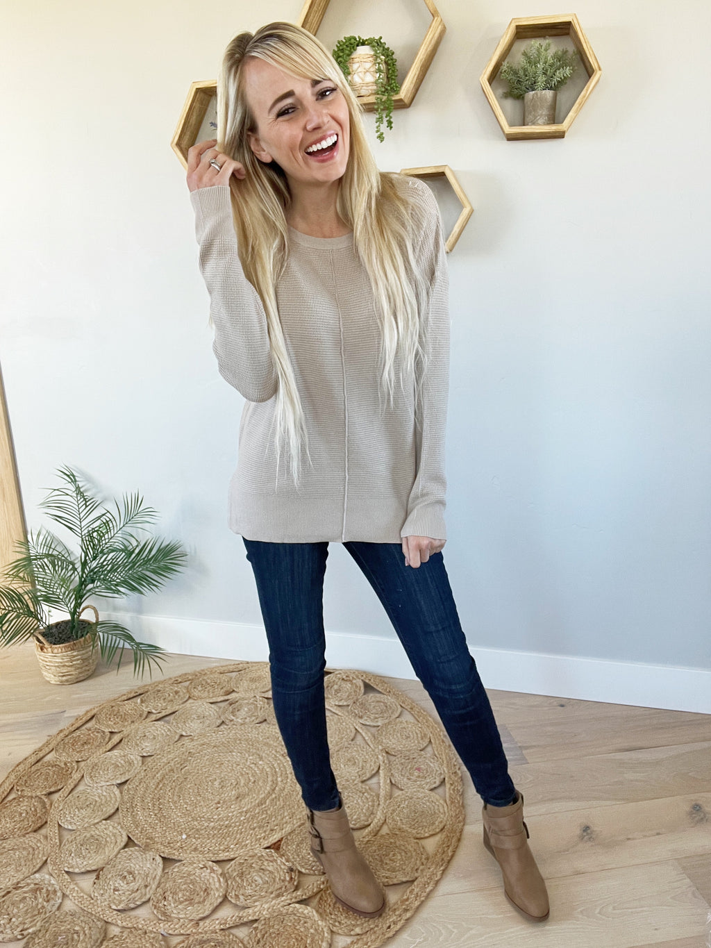 Mess Maker Sweater in Taupe