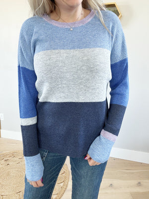 Confidence Color Block Sweater in Blue