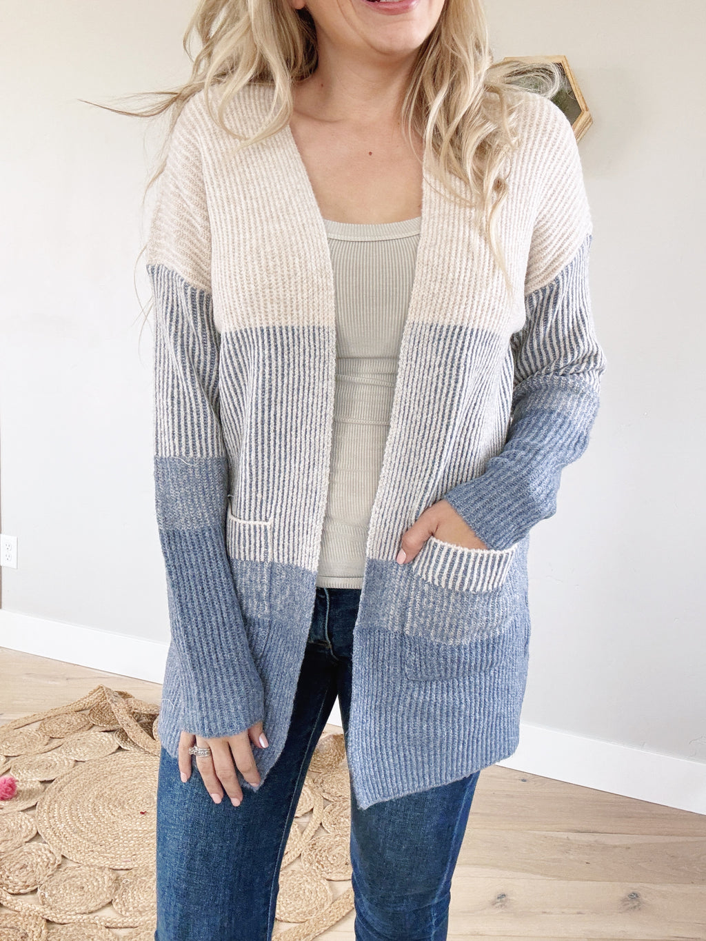 Time Well Spent Color Block Cardigan in Indigo