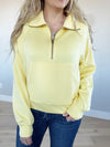 Happy Days High Neck Half-Zip Sweatshirt in Creamy Yellow