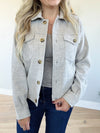 Put Yourself Out There Cropped Chevron Jacket in Heather Earth Gray