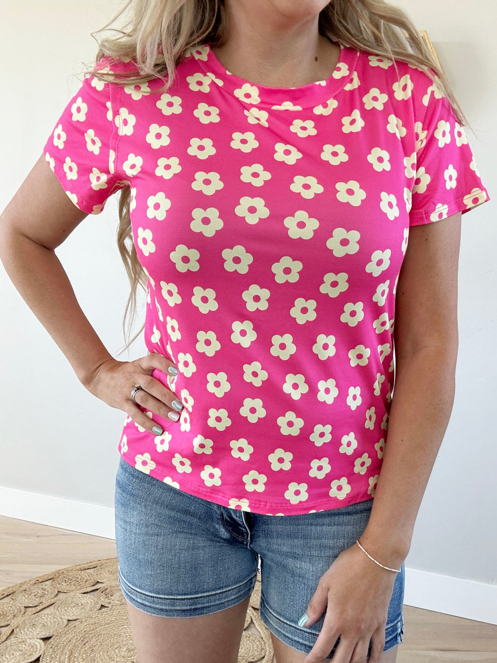 Delicate Floral Short Sleeve in Pink