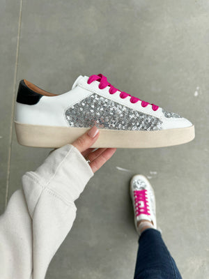 Corky's Another Round Sneakers in Silver Sequins