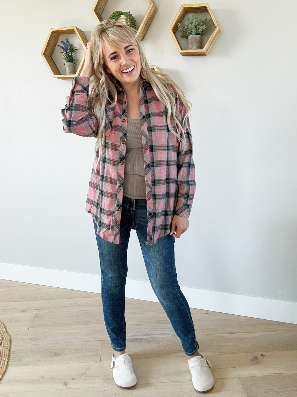 Fireside Flannel Plaid Top (Multiple Colors) (Pink Label)