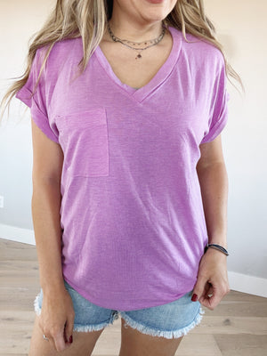 Relaxed Fit Rolled Sleeve Tee (Multiple Colors)