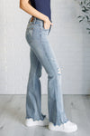 Judy Blue Mid Rise Tummy Control Distressed Flare Jeans