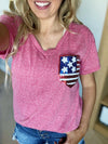 Where the Party's At 4th of July Flag Pocket Top in Red