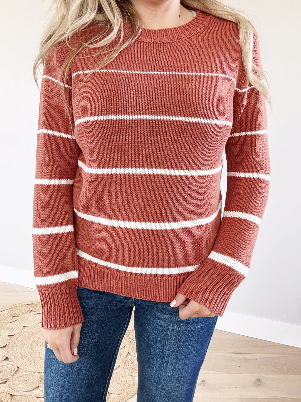 It's On Striped Sweater in Poppy